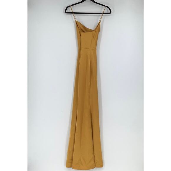 NEW! Dessy Collection Size 0 Lux Charmeuse Slip Dress NYC Yellow $231 msrp J1-2 - Picture 4 of 10